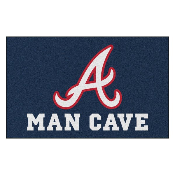 FanMats® - Atlanta Braves 60" x 96" Nylon Face Man Cave Ulti-Mat with "Braves Script with Tomahawk" Logo