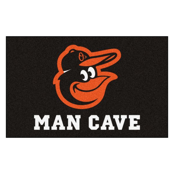FanMats® - Baltimore Orioles 60" x 96" Nylon Face Man Cave Ulti-Mat with "Cartoon Bird" Logo