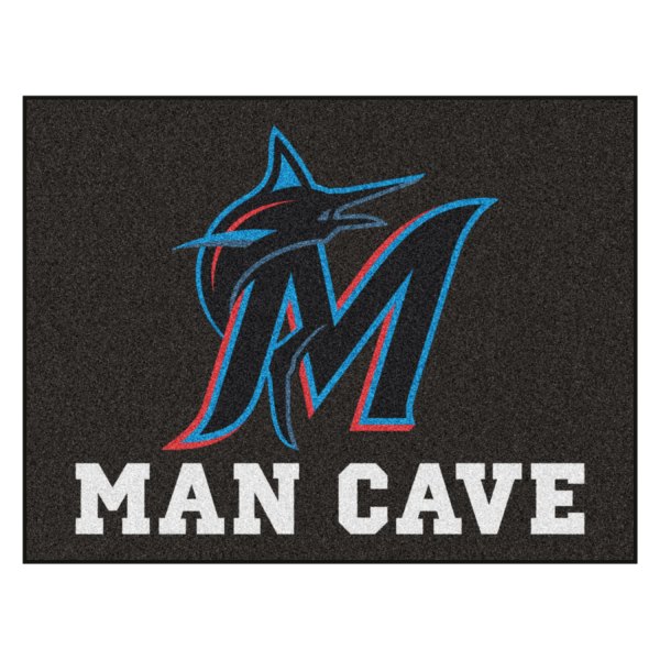 FanMats® - Miami Marlins 33.75" x 42.5" Nylon Face Man Cave All-Star Floor Mat with "M" Logo