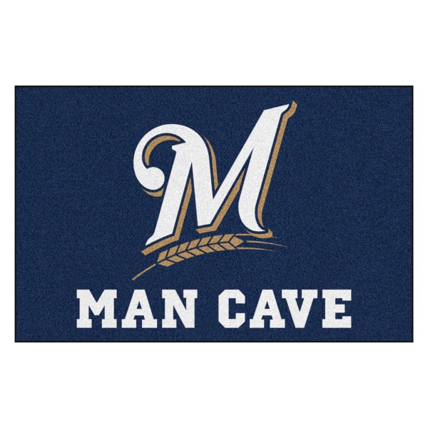 FanMats® - Milwaukee Brewers 19" x 30" Nylon Face Man Cave Starter Mat with "Circular Milwaukee Brewers with Wheat" Logo