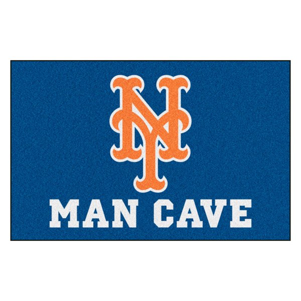 FanMats® - New York Mets 19" x 30" Nylon Face Man Cave Starter Mat with "Circular Baseball with Script Mets" Logo