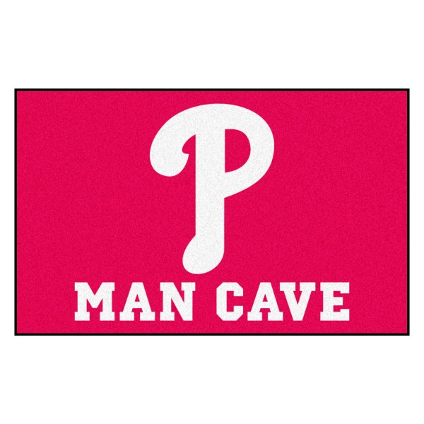 FanMats® - Philadelphia Phillies 60" x 96" Nylon Face Man Cave Ulti-Mat with "Baseball Diamond, Bell & Script Phillies" Logo