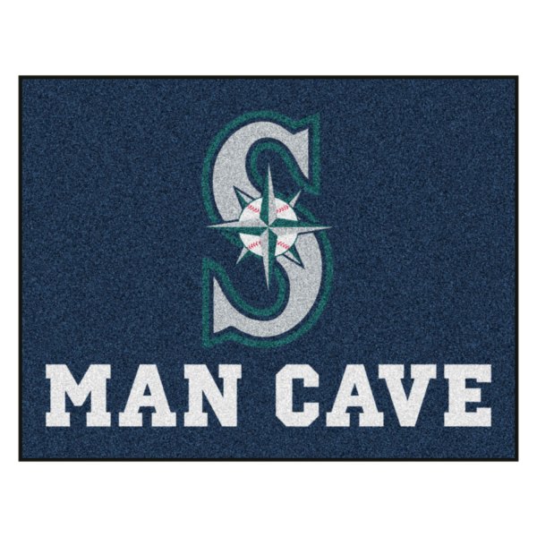 FanMats® - Seattle Mariners 33.75" x 42.5" Nylon Face Man Cave All-Star Floor Mat with "Circular Seattle Mariners Compass" Logo