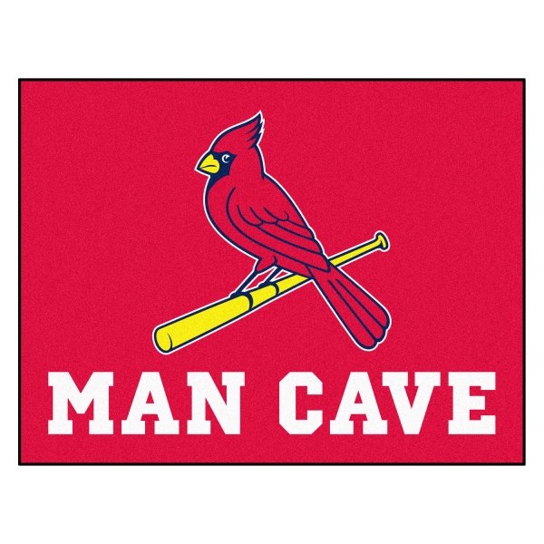 FanMats® - St. Louis Cardinals 33.75" x 42.5" Nylon Face Man Cave All-Star Floor Mat with "Cardinal with Bat & Cardinals Wordmark" Logo