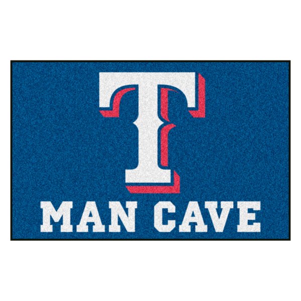 FanMats® - Texas Rangers 19" x 30" Nylon Face Man Cave Starter Mat with "Circular Teaxas Rangers, Baseball & T" Logo
