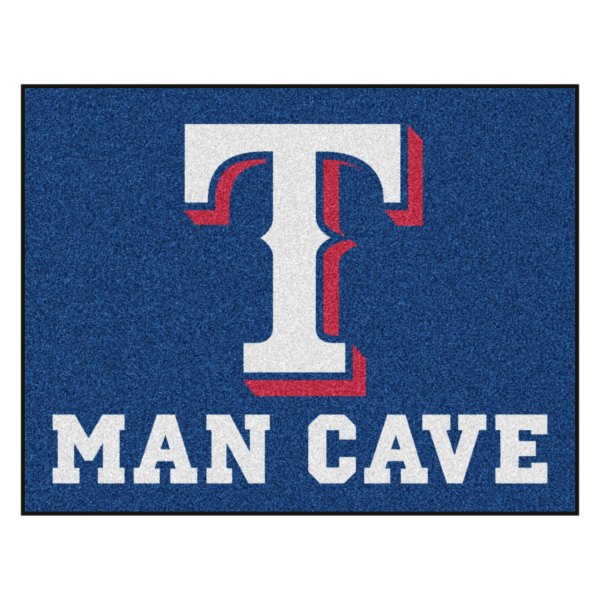 FanMats® - Texas Rangers 33.75" x 42.5" Nylon Face Man Cave All-Star Floor Mat with "Circular Teaxas Rangers, Baseball & T" Logo