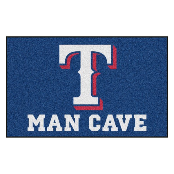 FanMats® - Texas Rangers 60" x 96" Nylon Face Man Cave Ulti-Mat with "Circular Teaxas Rangers, Baseball & T" Logo