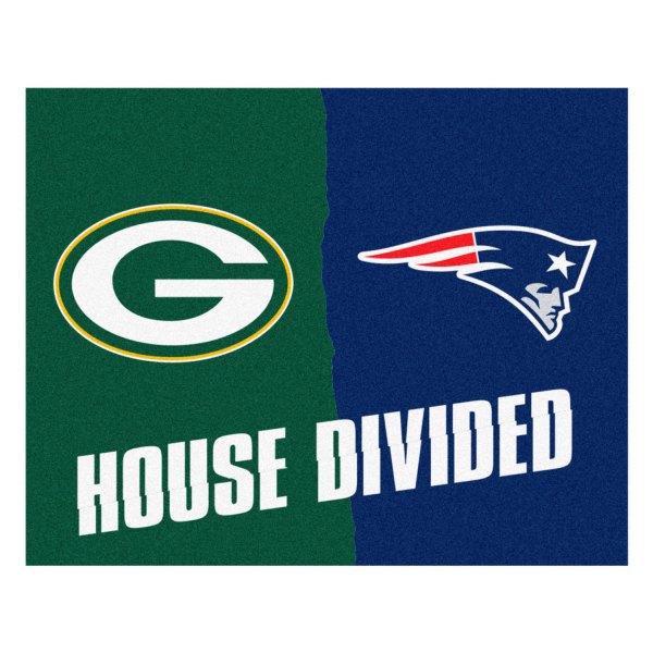 FanMats® - Green Bay Packers/New England Patriots 33.75" x 42.5" Nylon Face House Divided Floor Mat