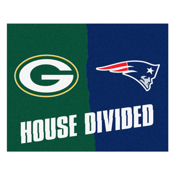 FanMats® - Green Bay Packers/New England Patriots 33.75" x 42.5" Nylon Face House Divided Floor Mat