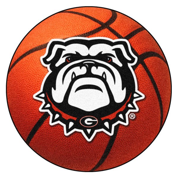 FanMats® - University of Georgia 27" Dia Nylon Face Basketball Ball Floor Mat with New Bulldog Logo