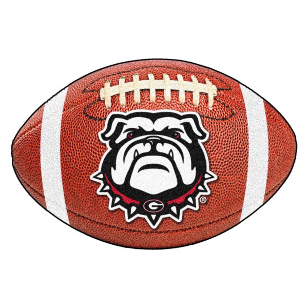 FanMats® - University of Georgia 20.5" x 32.5" Nylon Face Football Ball Floor Mat with New Bulldog Logo