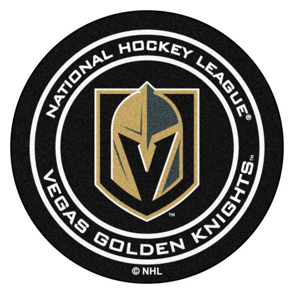 FanMats® - Vegas Golden Knights 27" Dia Nylon Face Hockey Puck Floor Mat with "Knight Helmet" Logo