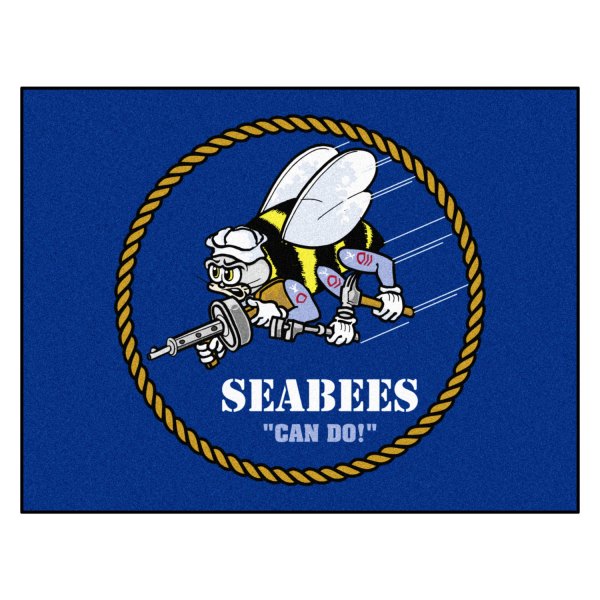 FanMats® - U.S. Navy 33.75" x 42.5" Nylon Face All-Star Floor Mat with "Seabees" Logo