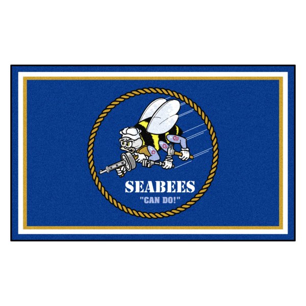 FanMats® - U.S. Navy 48" x 72" Nylon Face Ultra Plush Floor Rug with "Seabees" Logo
