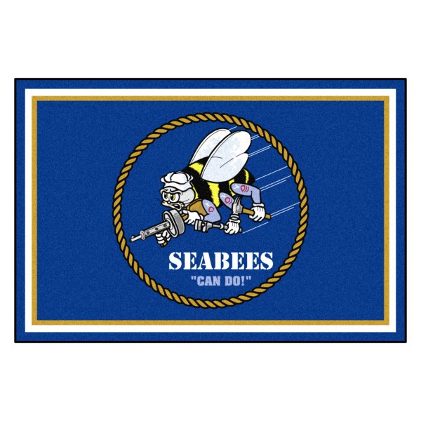 FanMats® - U.S. Navy 60" x 96" Nylon Face Ultra Plush Floor Rug with "Seabees" Logo