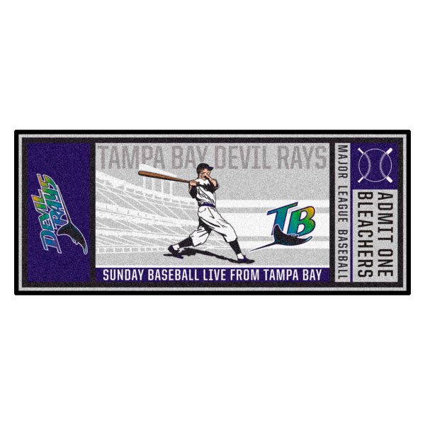 FanMats® - Cooperstown Retro Collection 1998 Tampa Ray Devil Rays 30" x 72" Nylon Face Retro Ticket Runner Mat