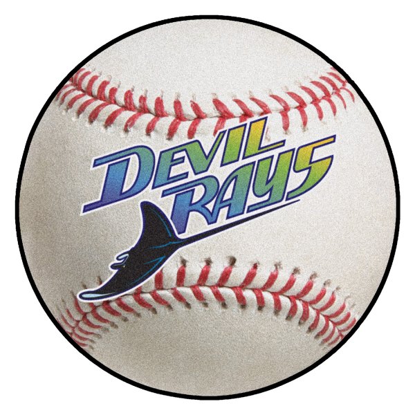 FanMats® - Cooperstown Retro Collection 1998 Tampa Ray Devil Rays Baseball Mat 27" Dia Nylon Face Retro Baseball Ball Floor Mat