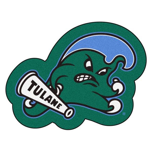 FanMats® - Tulane University 36" x 48" Nylon Face Mascot Floor Mat with "Angry Wave" Primary Logo