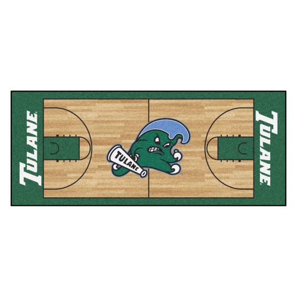 FanMats® - Tulane University 30" x 72" Nylon Face Basketball Court Runner Mat with "Angry Wave" Primary Logo