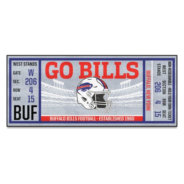 FanMats® - Buffalo Bills 30" x 72" Nylon Face Ticket Runner Mat with "Buffalo" Logo