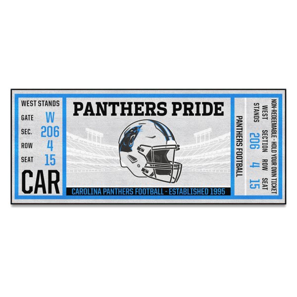 FanMats® - Carolina Panthers 30" x 72" Nylon Face Ticket Runner Mat with "Panther" Logo