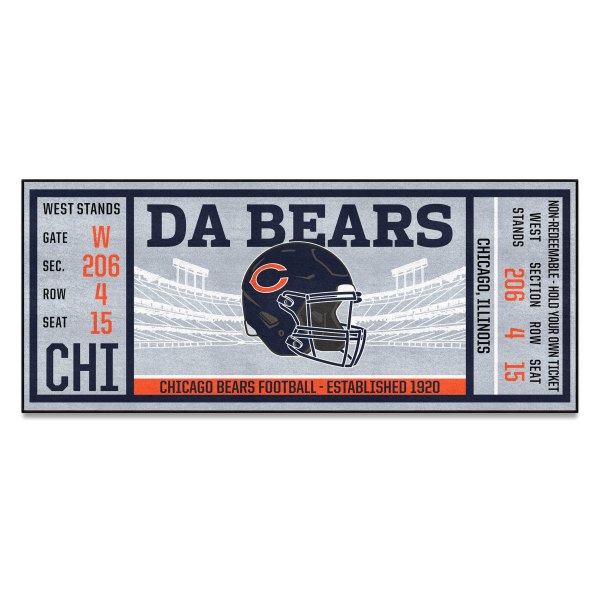 FanMats® - Chicago Bears 30" x 72" Nylon Face Ticket Runner Mat with "C" Logo