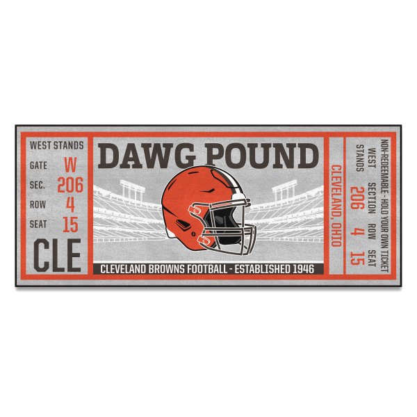 FanMats® - Cleveland Browns 30" x 72" Nylon Face Ticket Runner Mat with "Browns Helmet" Logo