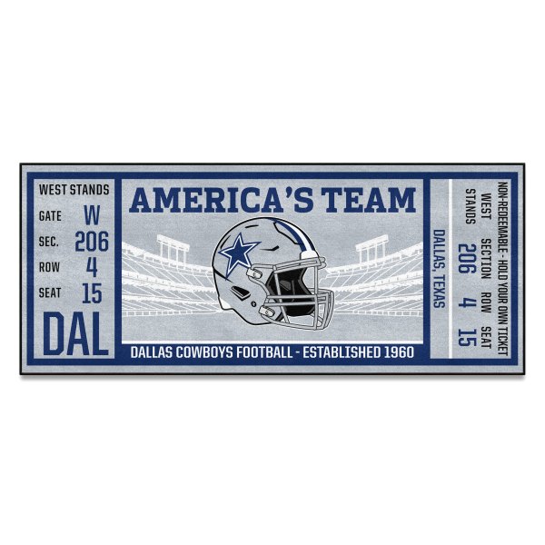 FanMats® - Dallas Cowboys 30" x 72" Nylon Face Ticket Runner Mat with "Star" Logo