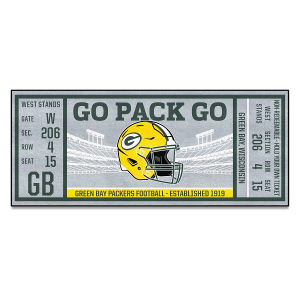 FanMats® - Green Bay Packers 30" x 72" Nylon Face Ticket Runner Mat with "Oval G" Logo