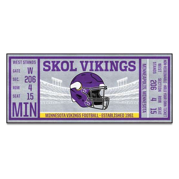 FanMats® - Minnesota Vikings 30" x 72" Nylon Face Ticket Runner Mat with "Viking" Logo