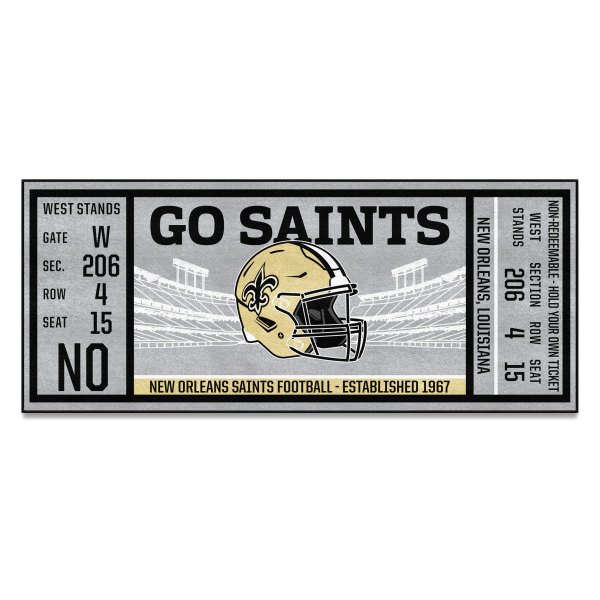 FanMats® - New Orleans Saints 30" x 72" Nylon Face Ticket Runner Mat with "Fluer-De-Lis" Logo