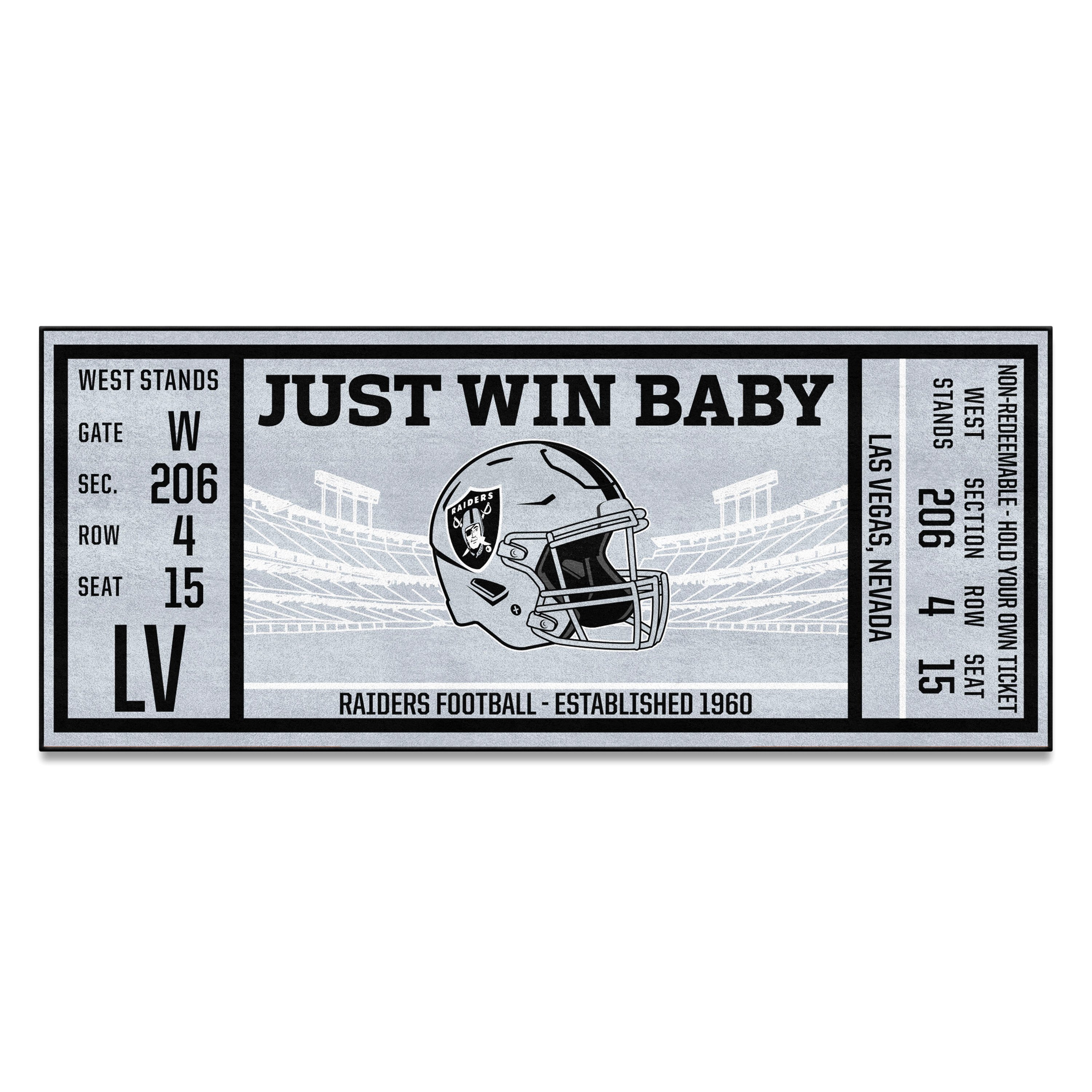 FANMATS 23132 Las Vegas Raiders Ticket Design Runner Rug - 30in. x 72in. |  Sports Fan Area Rug, Home Decor Rug and Tailgating Mat