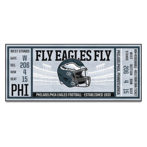 FanMats® - Philadelphia Eagles 30" x 72" Nylon Face Ticket Runner Mat with "Eagles" Logo