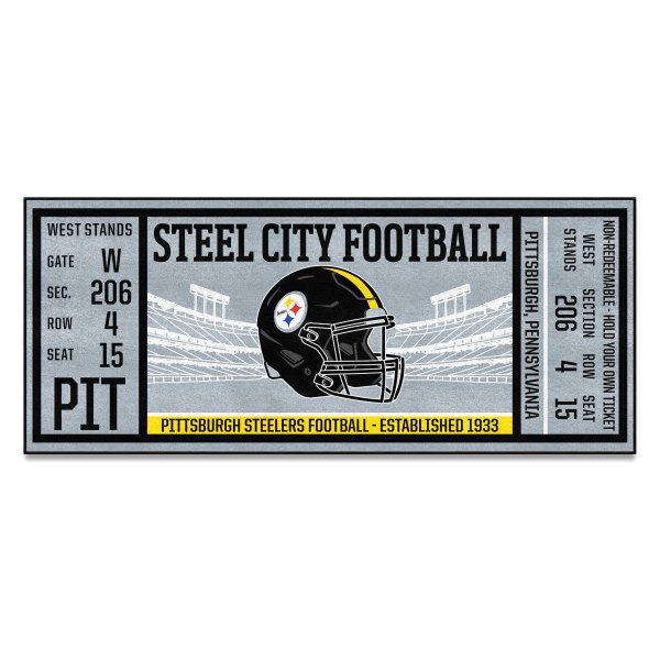 FanMats® - Pittsburgh Steelers 30" x 72" Nylon Face Ticket Runner Mat with "Steelers" Logo