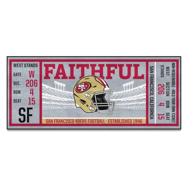 FanMats® - San Francisco 49ers 30" x 72" Nylon Face Ticket Runner Mat with "49ers" Primary Logo