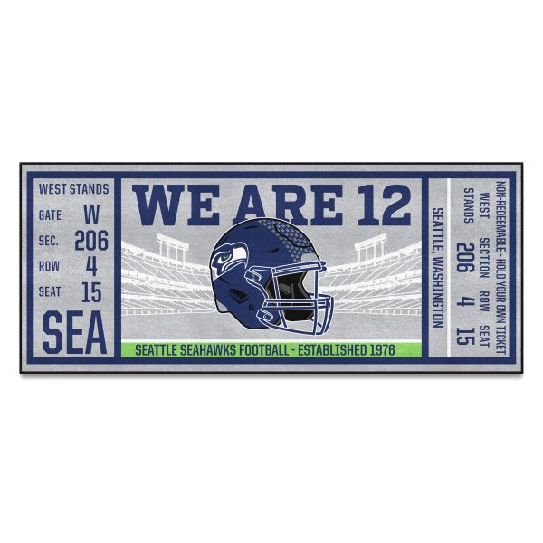 FanMats® - Seattle Seahawks 30" x 72" Nylon Face Ticket Runner Mat with "Seahawk" Logo