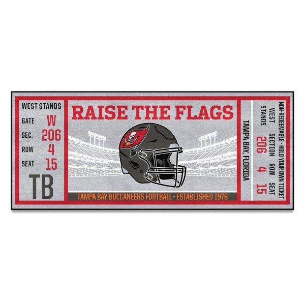 FanMats® - Tampa Bay Buccaneers 30" x 72" Nylon Face Ticket Runner Mat with "Pirate Flag" Logo