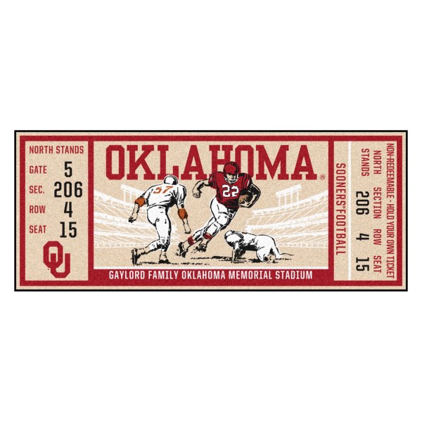 FanMats® - University of Oklahoma 30" x 72" Nylon Face Ticket Runner Mat with "OU" Logo
