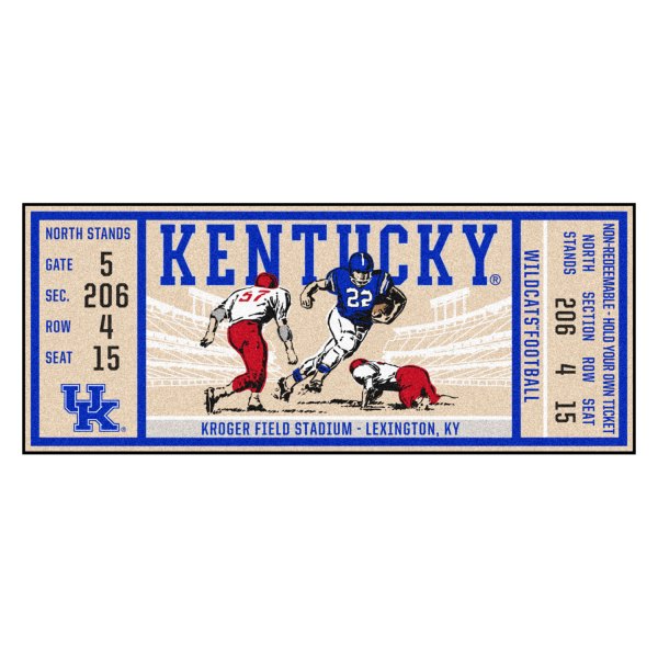 FanMats® - University of Kentucky 30" x 72" Nylon Face Ticket Runner Mat with "UK" Logo