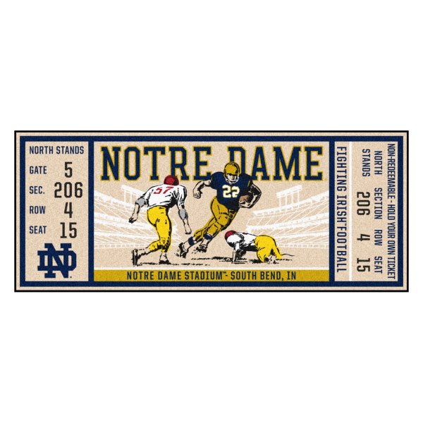 FanMats® - Notre Dame 30" x 72" Nylon Face Ticket Runner Mat with "ND" Logo
