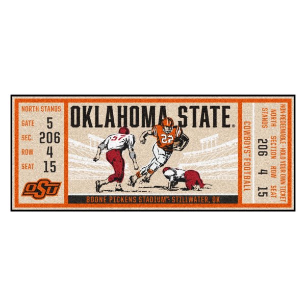 FanMats® - Oklahoma State University 30" x 72" Nylon Face Ticket Runner Mat with "OSU" Logo