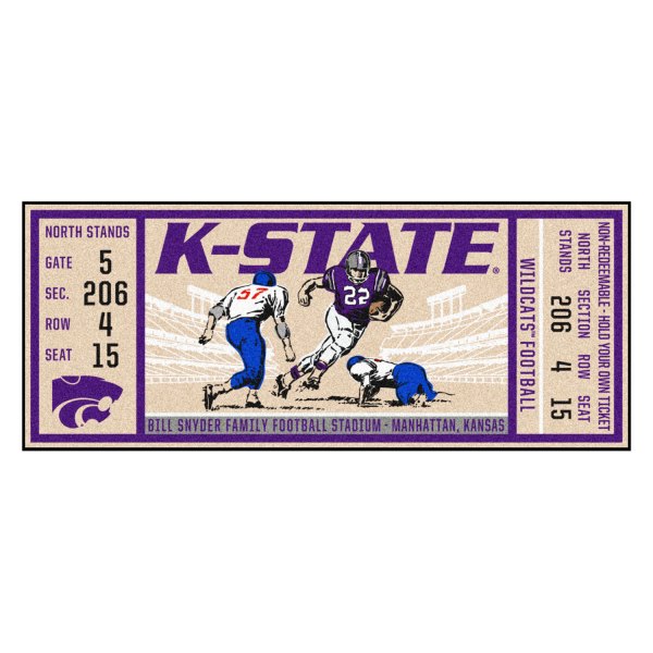 FanMats® - Kansas State University 30" x 72" Nylon Face Ticket Runner Mat with "Wildcat" Logo