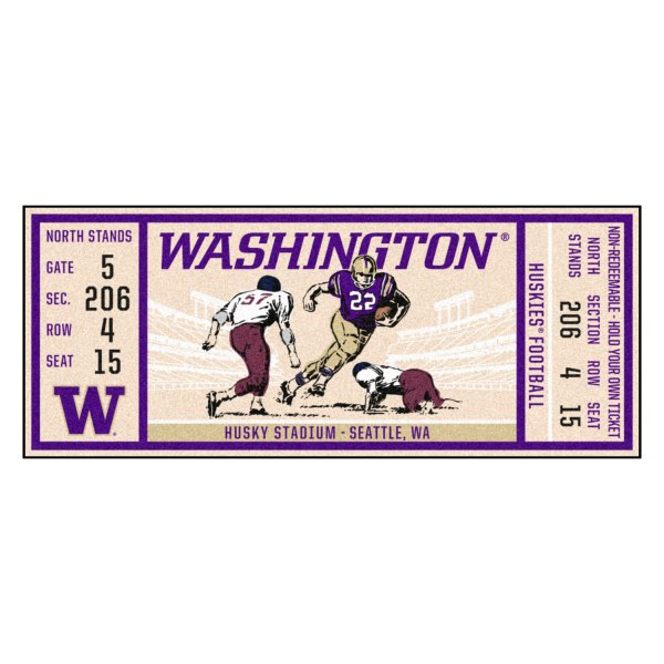 FanMats® - University of Washington 30" x 72" Nylon Face Ticket Runner Mat with "W" Logo