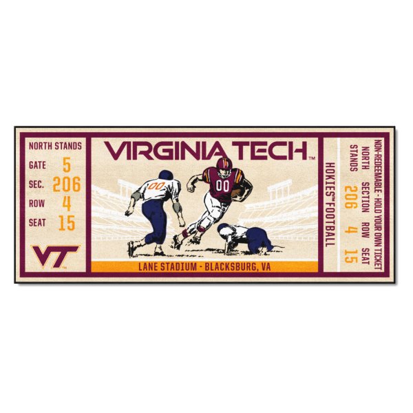 FanMats® - Virginia Tech 30" x 72" Nylon Face Ticket Runner Mat with "VT" Logo