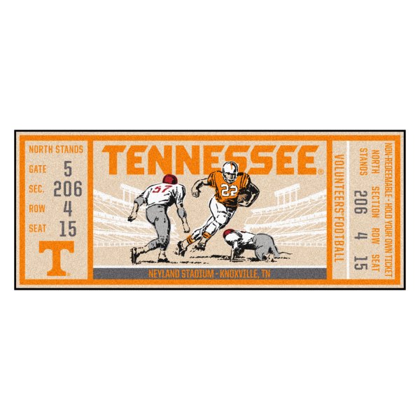 FanMats® - University of Tennessee 30" x 72" Nylon Face Ticket Runner Mat with "Power T" Logo