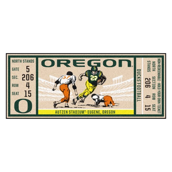 FanMats® - University of Oregon 30" x 72" Nylon Face Ticket Runner Mat with "O" Logo