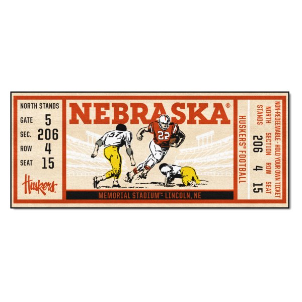 FanMats® - University of Nebraska 30" x 72" Nylon Face Ticket Runner Mat