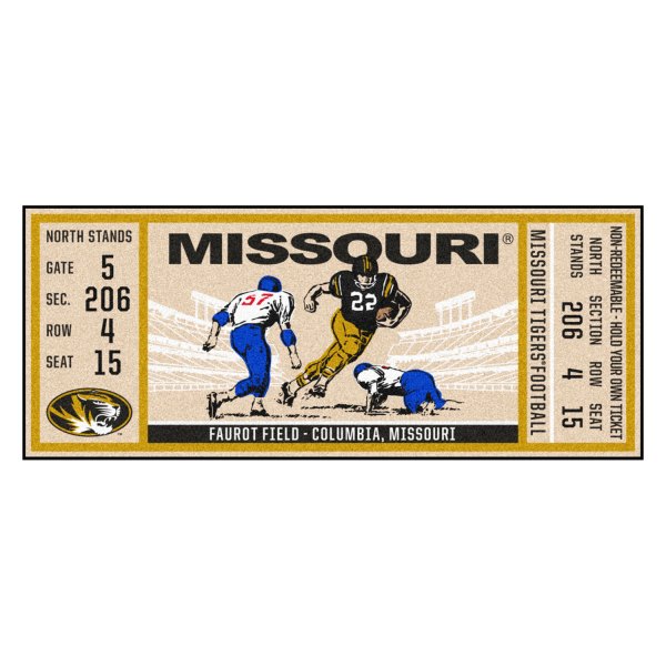 FanMats® - University of Missouri 30" x 72" Nylon Face Ticket Runner Mat with "Oval Tiger" Logo