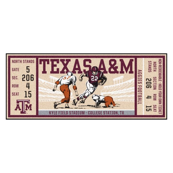 FanMats® - Texas A&M University 30" x 72" Nylon Face Ticket Runner Mat with "ATM" Logo