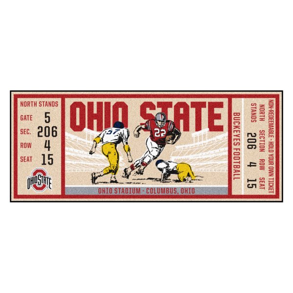 FanMats® - Ohio State University 30" x 72" Nylon Face Ticket Runner Mat with "O & Ohio State" Logo